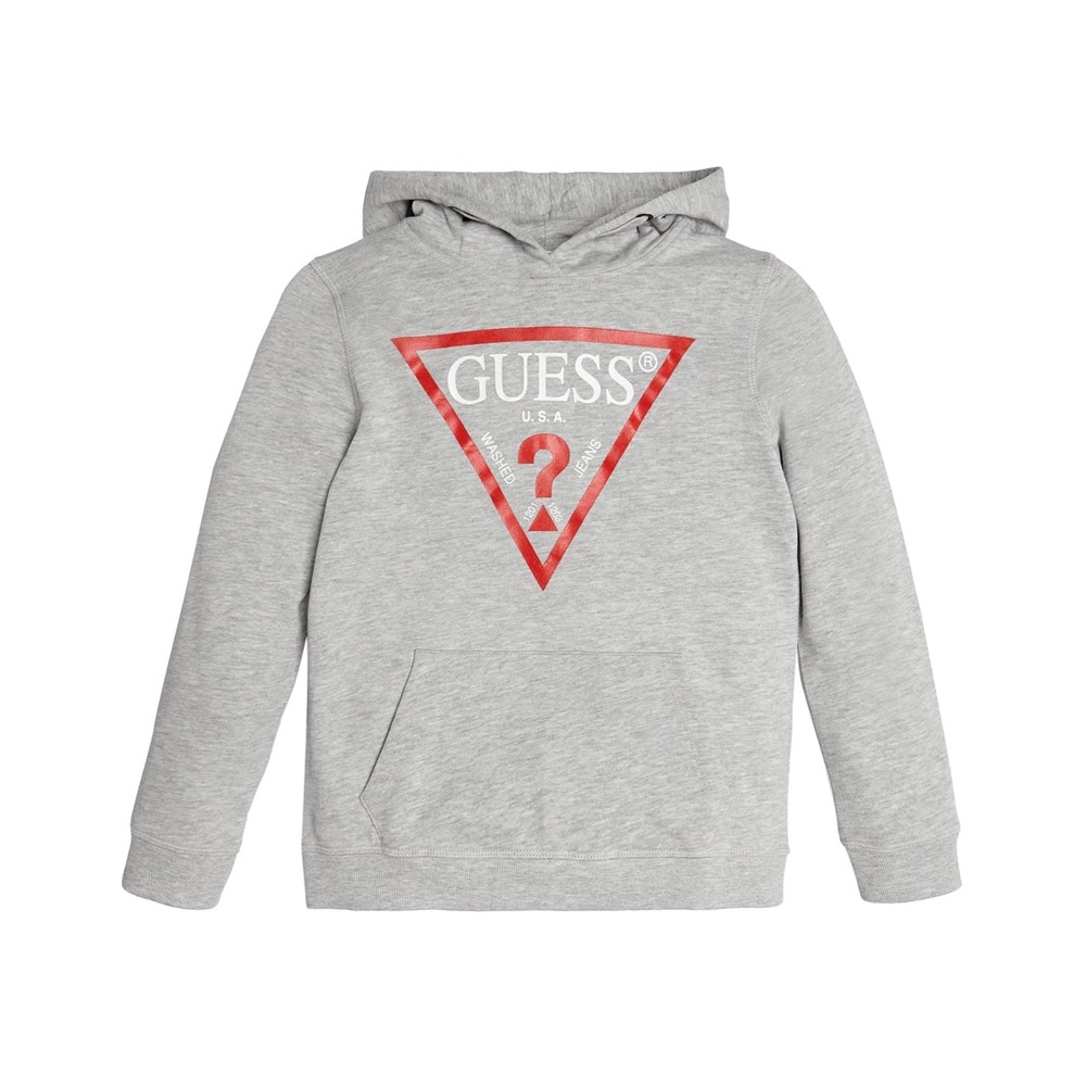 Guess‎ Big Boys French Terry Hooded Triangle Sweatshirt - Grey - Size 16